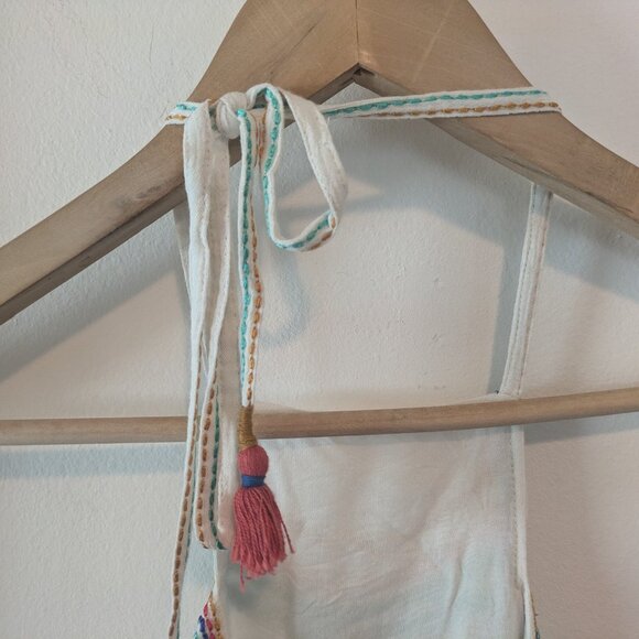Anthropologie Floreat White Multi-Color Embroidered Halter Top - Picture 8 of 13